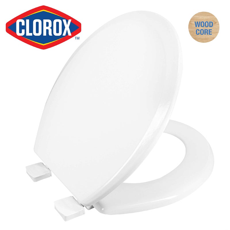 Clorox Round Wood Toilet Seat with Easy-Off Hinges-Wiggle Free Design â€Ž16.54 x 16.5 x 0.99 inches - Image 2