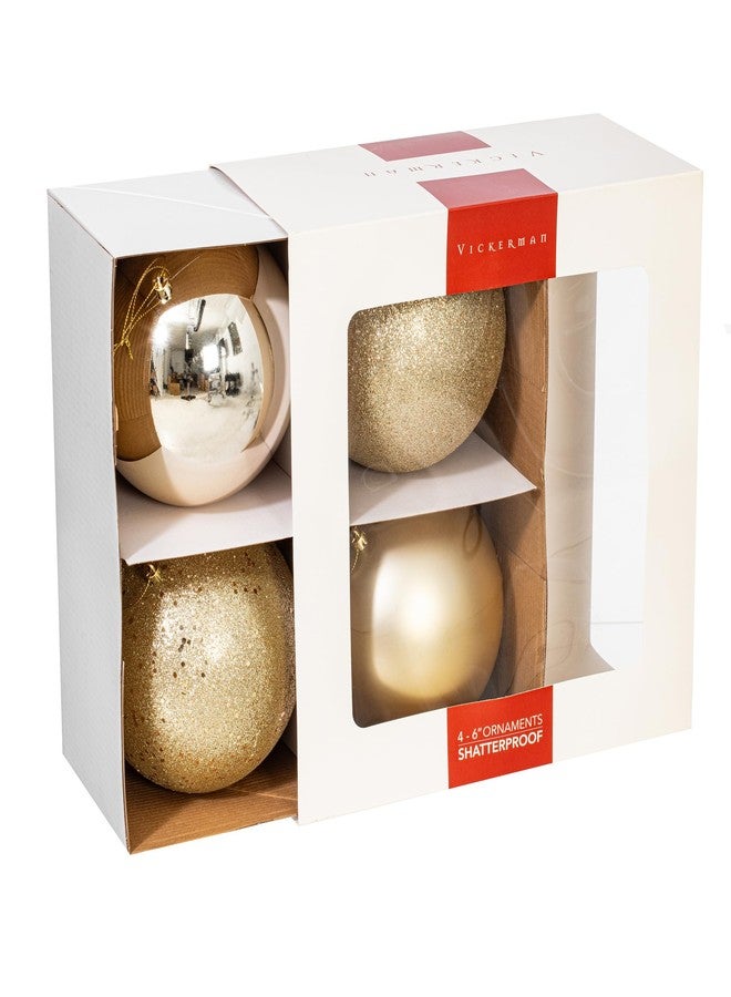 Vickerman 6" Champagne 4 Finish Ball Ornament 4 per Box - Image 2