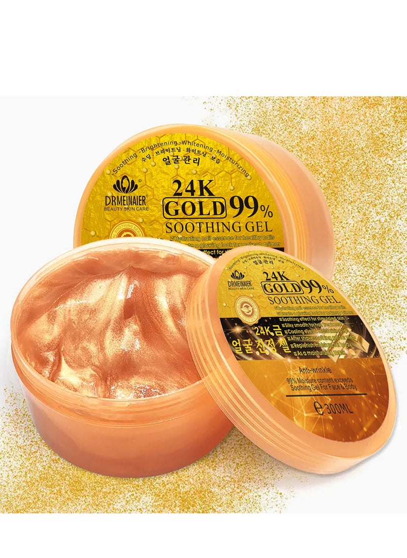 24K - soothing brightening whitening moisturizing/ 24k gold/  99% soothing gel anti-wrinkle 99% moisture content exceeds soothing gel for face &body 300ml - Image 1