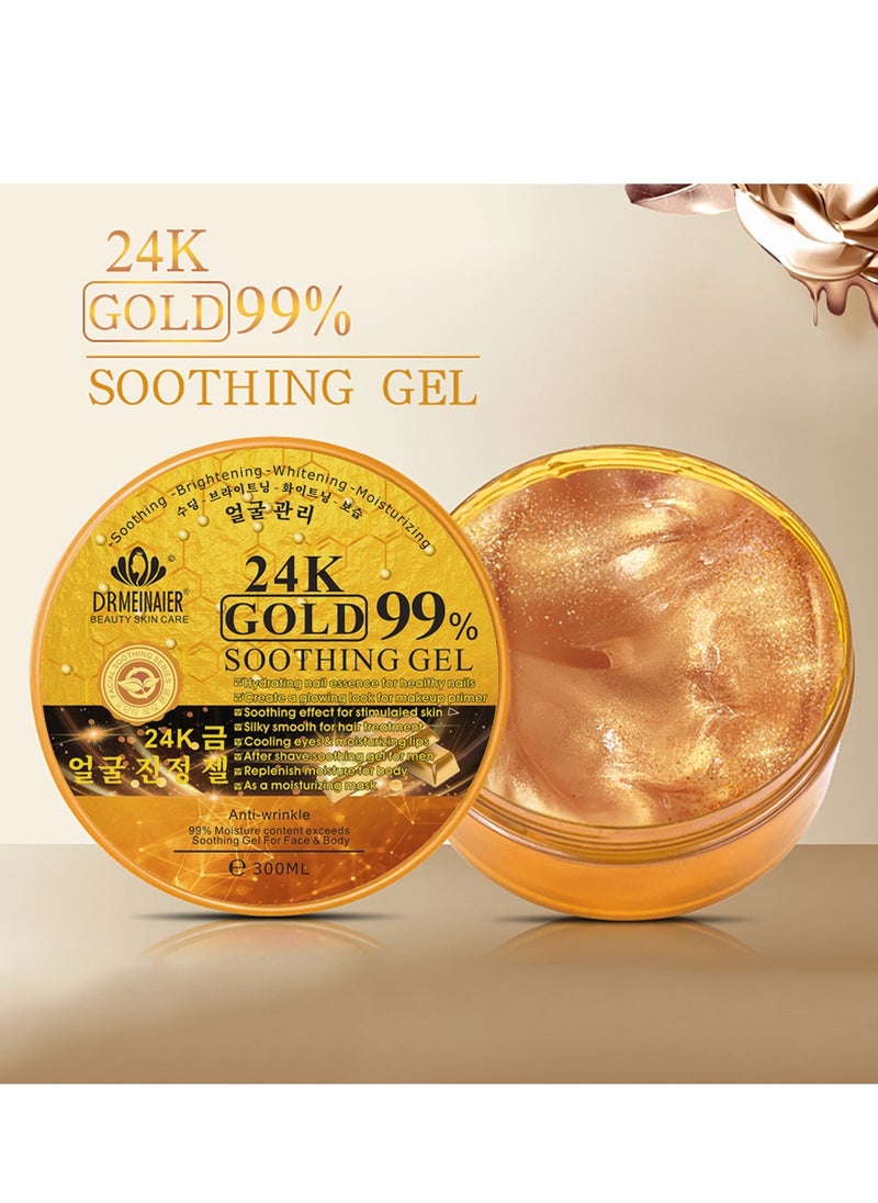24K - soothing brightening whitening moisturizing/ 24k gold/  99% soothing gel anti-wrinkle 99% moisture content exceeds soothing gel for face &body 300ml - Image 1