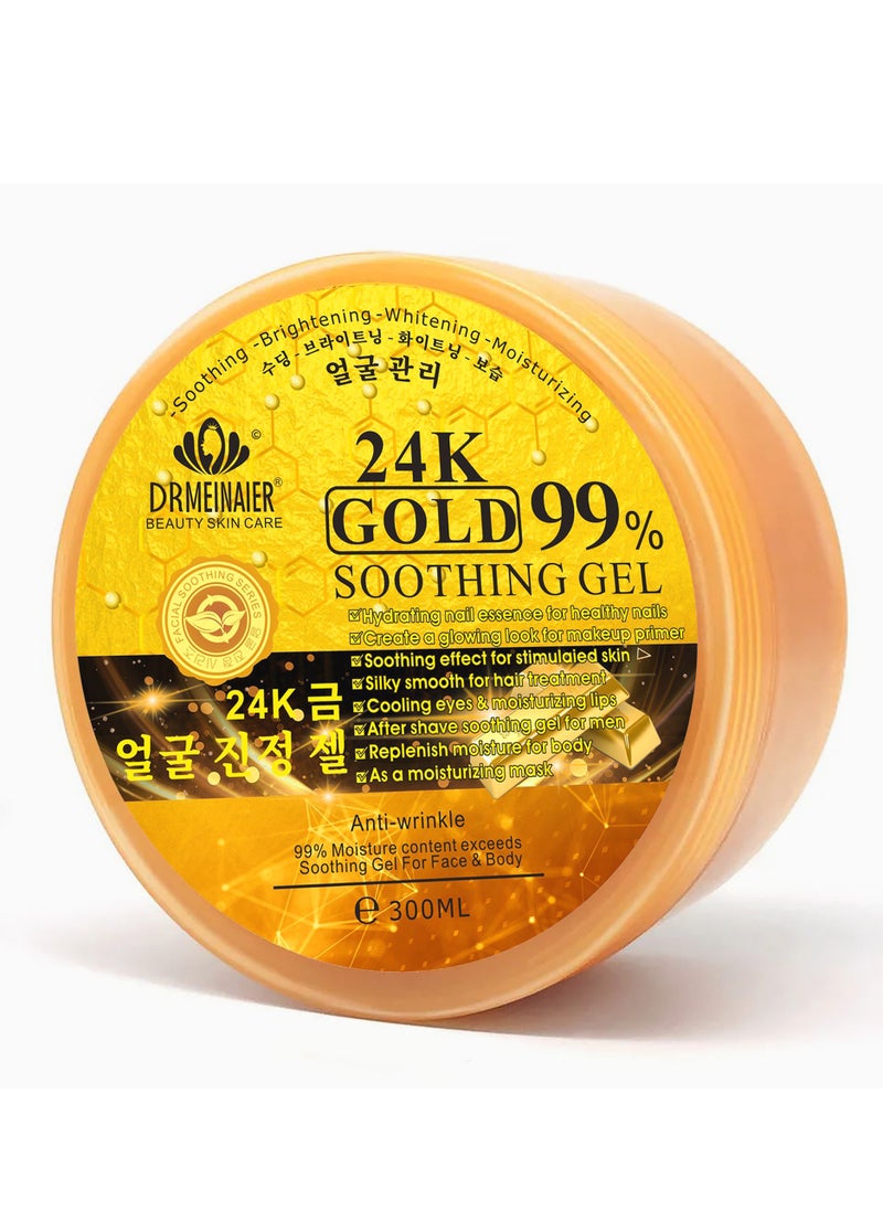 24K - soothing brightening whitening moisturizing/ 24k gold/  99% soothing gel anti-wrinkle 99% moisture content exceeds soothing gel for face &body 300ml - Image 1
