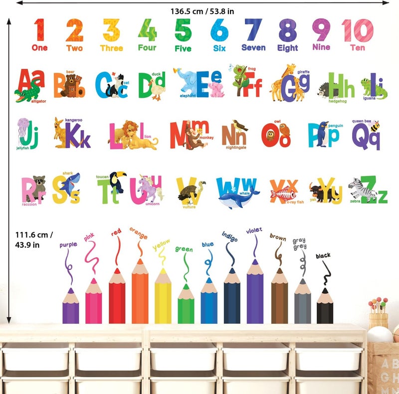 DECOWALL SG32316 Alphabet Numbers and Colouring Pencils Wall Stickers Decals Classroom Kids playroom Art Play Room Rainbow ABC Decorations Toddler Color Child Preschool Living Baby Girl Baby boy - Image 5