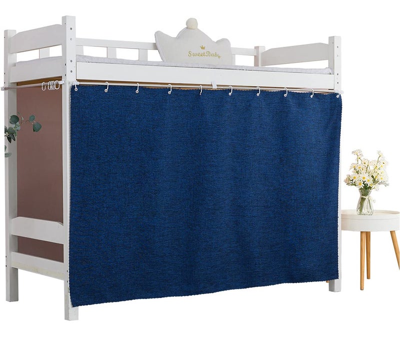 Teanea Solid Bottom Bunk Bed Blackout Curtains Privacy Cloth Single Size Twin Size for Men Women Collage Students Navy