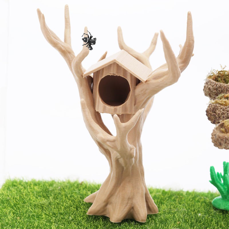 Daerky Jumping Spider Tree, Spider Hiding Cave, Tree-Shaped Climbing Toy & Cave, 3D Printed Decorative Accessory for Jumping Spiders, Wolf Spiders, Mantises & Small Arboreal Animals (Wood Color) - Image 1