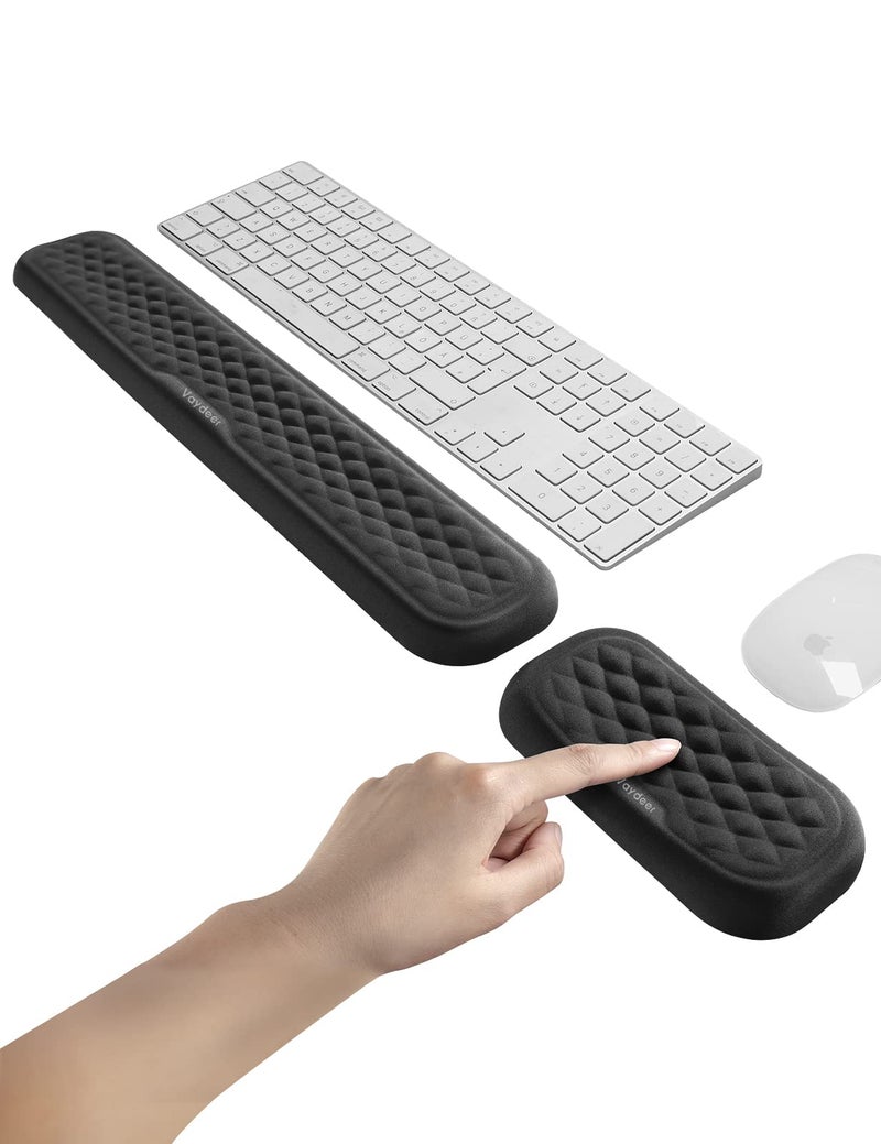 Vaydeer Wrist Rest for Keyboard and Mouse, Computer Ergonomic Wrist Support Pad Set, Soft Memory Foam Arm Cushion for Desk, Palm Hand Office Gaming Laptop Typing-Medium - Image 1