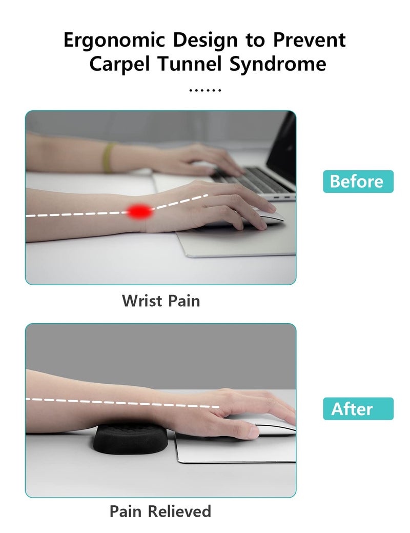 Vaydeer Wrist Rest for Keyboard and Mouse, Computer Ergonomic Wrist Support Pad Set, Soft Memory Foam Arm Cushion for Desk, Palm Hand Office Gaming Laptop Typing-Medium - Image 2