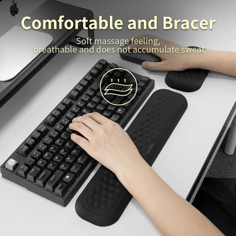 Vaydeer Wrist Rest for Keyboard and Mouse, Computer Ergonomic Wrist Support Pad Set, Soft Memory Foam Arm Cushion for Desk, Palm Hand Office Gaming Laptop Typing-Medium - Image 3