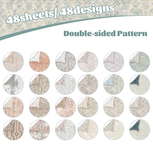 MIATTCLD Scrapbook Paper 12x12 Double Sided Background Paper for Scrapbooking, 48 Sheets/48 Designs Decorative Craft Papers Vintage Patterned Papers for Card Making Journaling Decor (A) - Image 3