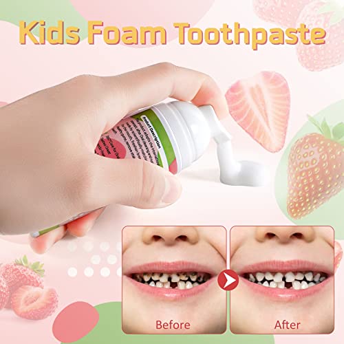 VOGSIG Foam Toothpaste Kids, Toddler Toothpaste with Low Fluoride, Kids Toothpaste for U Shaped Toothbrush Electric Toothbrush, Foam Toothpaste for Children Ages 3 Plus (Watermelon+Strawberry) - Image 4