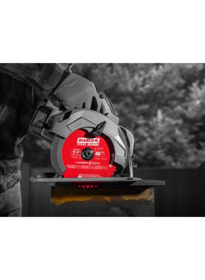 Diablo Steel Demon Cermet II Saw Blade with Triple Chip Grind and Perma-Shield Coating - Ideal for Medium Metal Cutting - 7-1/4" Diameter, 48 TCG Teeth - D0748CF - Image 3