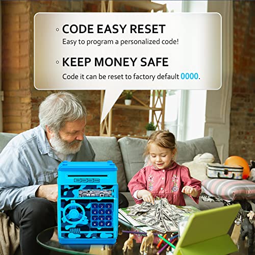 Vcertcpl Piggy Bank for Boys Girls Vcertcpl ATM Coin Bank Money Saving Box with Password Kids Safe Money Jar with Auto Grab Bill Slot Birthday Gifts Toys Bank for 6 7 8 9 10 11 12 Year Old Girls Boys - Image 5