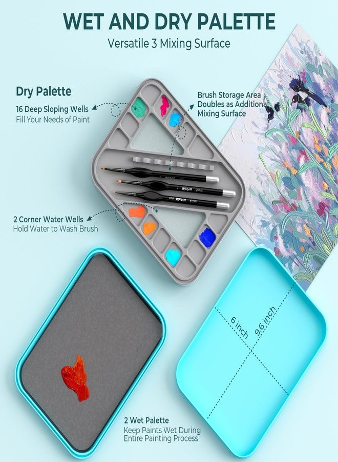 Nicpro Miniature Painting Kit with Wet Palette & 11PCS Detail Paint Brushes Drybrush, 100PCS Wet Pallet Paper, 4PCS Sponge, Brush Holder Mixing Paint Saver Palette for Miniature Model Painting - Image 4