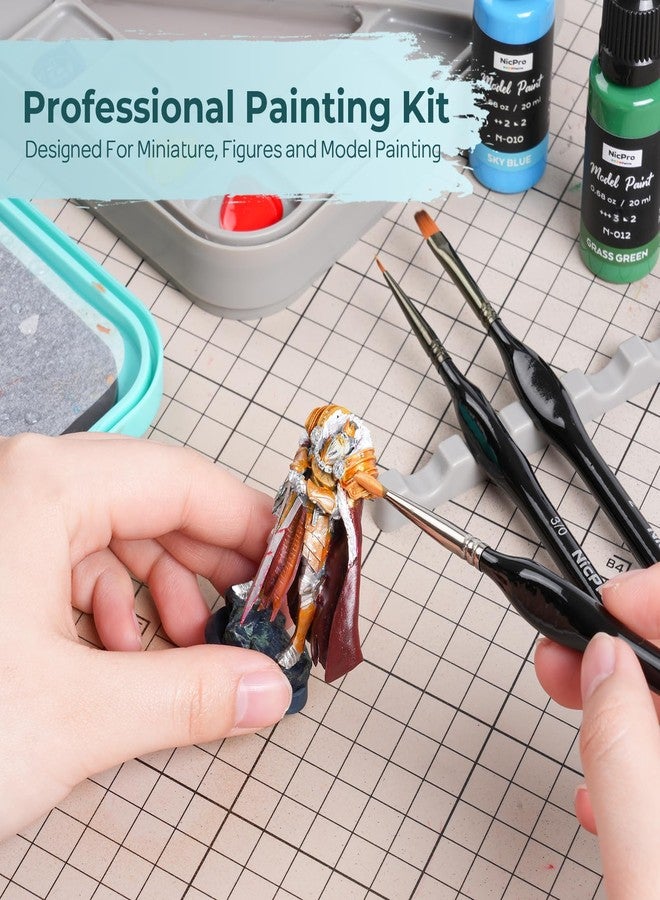 Nicpro Miniature Painting Kit with Wet Palette & 11PCS Detail Paint Brushes Drybrush, 100PCS Wet Pallet Paper, 4PCS Sponge, Brush Holder Mixing Paint Saver Palette for Miniature Model Painting - Image 2