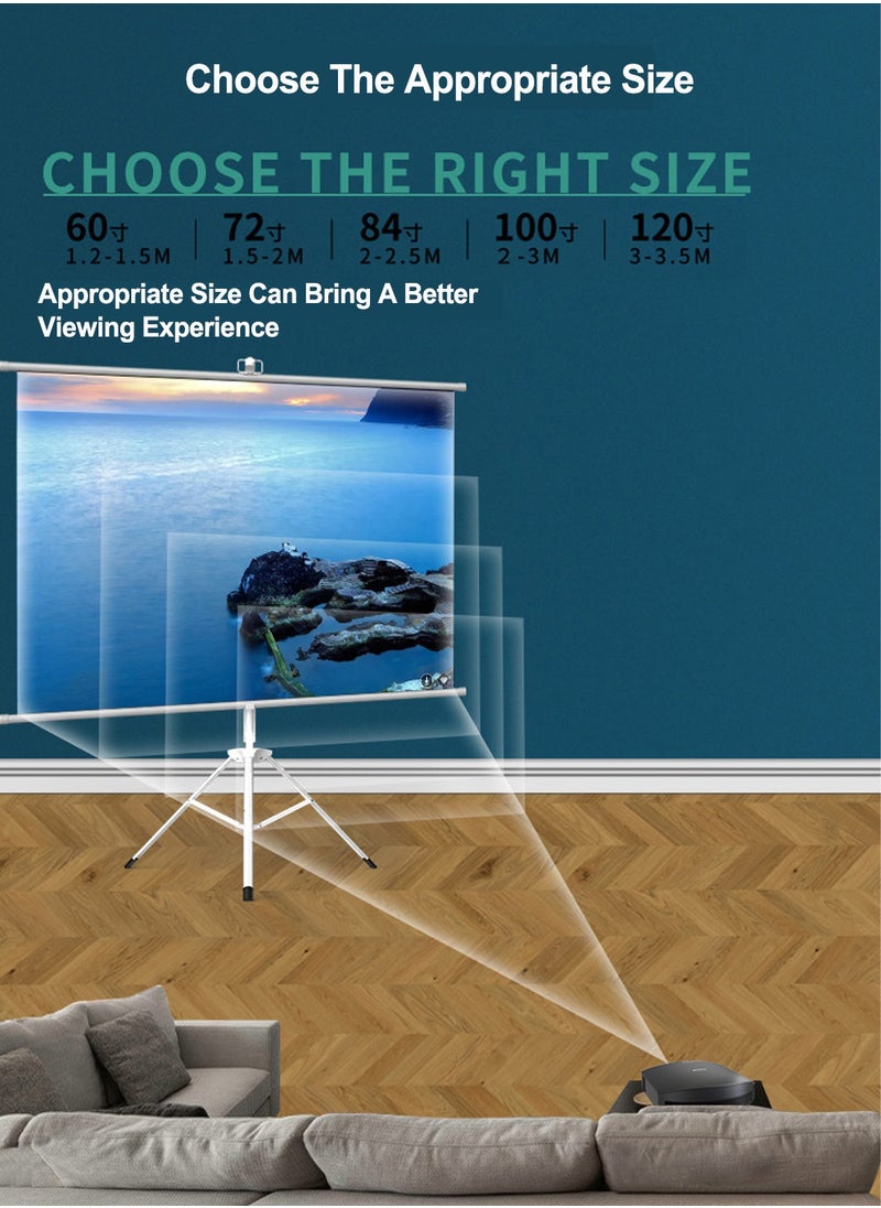 ET-LIFE - 120 inch 16:9 Portable Projector Screen, White Fiberglass Material, 2-in-1 Wall Mount & Tripod Stand ET120W-169 for Outdoor and Indoor - Image 1