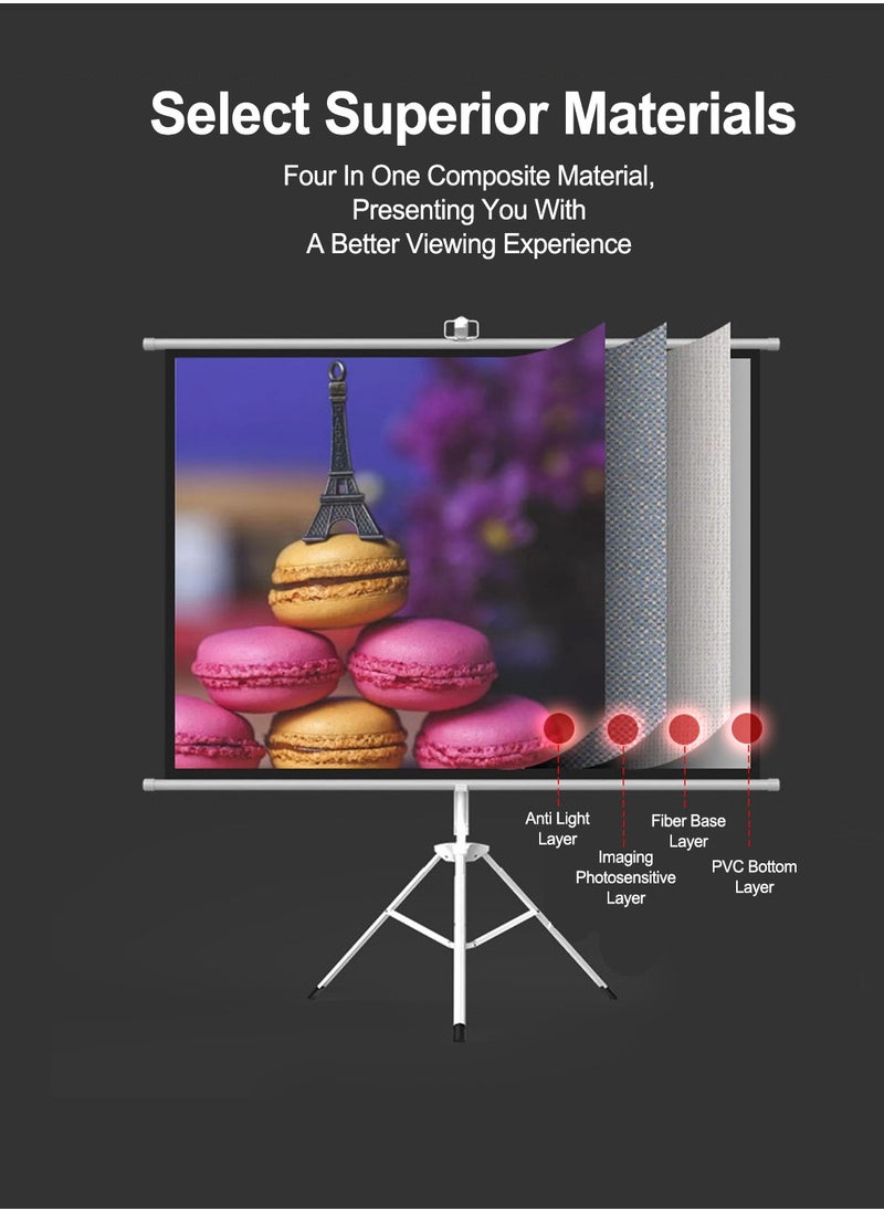ET-LIFE - 120 inch 16:9 Portable Projector Screen, White Fiberglass Material, 2-in-1 Wall Mount & Tripod Stand ET120W-169 for Outdoor and Indoor - Image 1