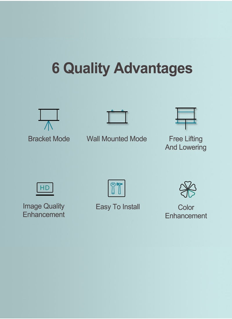 ET-LIFE - 120 inch 16:9 Portable Projector Screen, White Fiberglass Material, 2-in-1 Wall Mount & Tripod Stand ET120W-169 for Outdoor and Indoor - Image 1