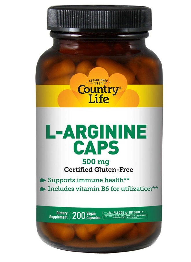 Country Life Larginine Caps With Vitamin B6 500Mg 200 Vegan Capsules Certified Gluten Free Certified Vegan  - Image 2