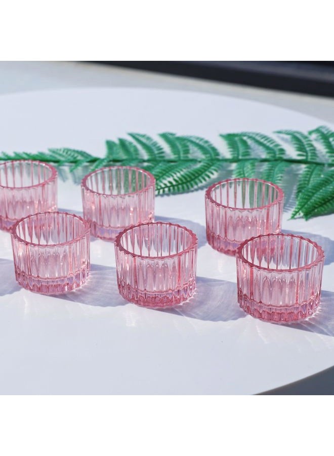 VOHO Pink Candle Holder for Girl Birthday Gifts, 12pcs Tealight Candle Holder for Centerpiece Table Decorations, Glass Candle Holder for Votive Candles & Tea Lights Candles - Image 1