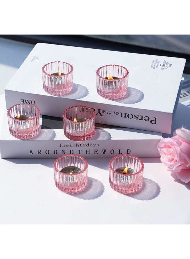 VOHO Pink Candle Holder for Girl Birthday Gifts, 12pcs Tealight Candle Holder for Centerpiece Table Decorations, Glass Candle Holder for Votive Candles & Tea Lights Candles - Image 2