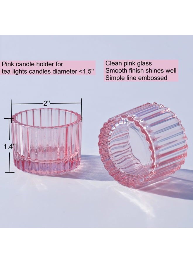 VOHO Pink Candle Holder for Girl Birthday Gifts, 12pcs Tealight Candle Holder for Centerpiece Table Decorations, Glass Candle Holder for Votive Candles & Tea Lights Candles - Image 4