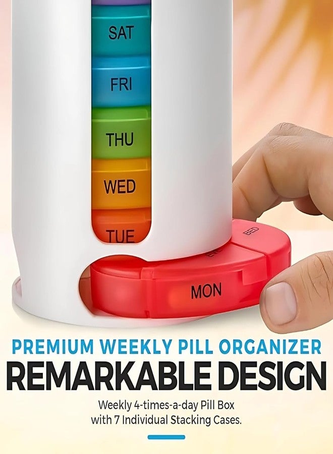 Extra Care Weekly 4 Times A Day Pill Box Travel Tablet Holder Medicine Dispenser, Organizer, Storage BPA Free 7 Day Case - Image 5