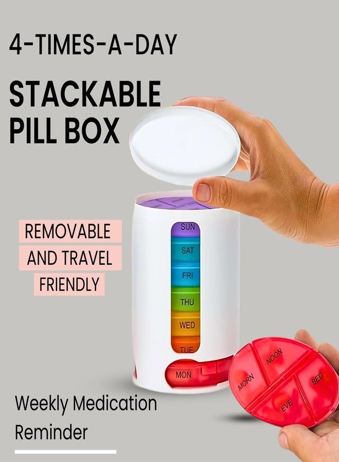 Extra Care Weekly 4 Times A Day Pill Box Travel Tablet Holder Medicine Dispenser, Organizer, Storage BPA Free 7 Day Case - Image 3