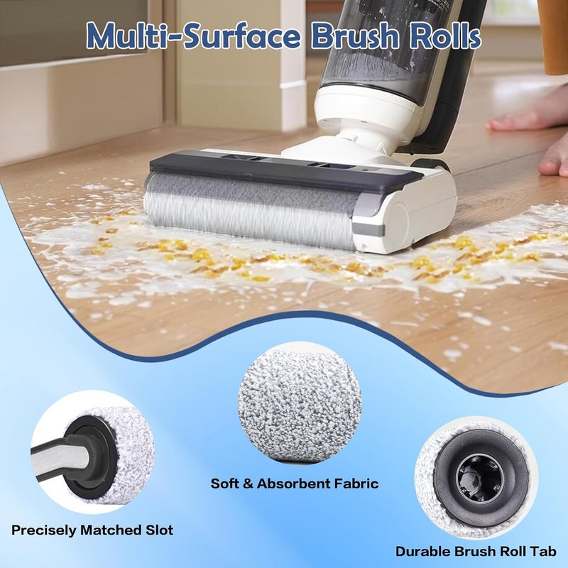 مجموعة ملحقات لـ Tineco iFLOOR 5 Breeze مكنسة كهربائية للتنظيف الرطب والجاف قطع غيار بديلة 7 قطع ملحقات 3 فرش دوارة + 3 مرشحات HEPA + 1 فرشاة تنظيف - Image 4