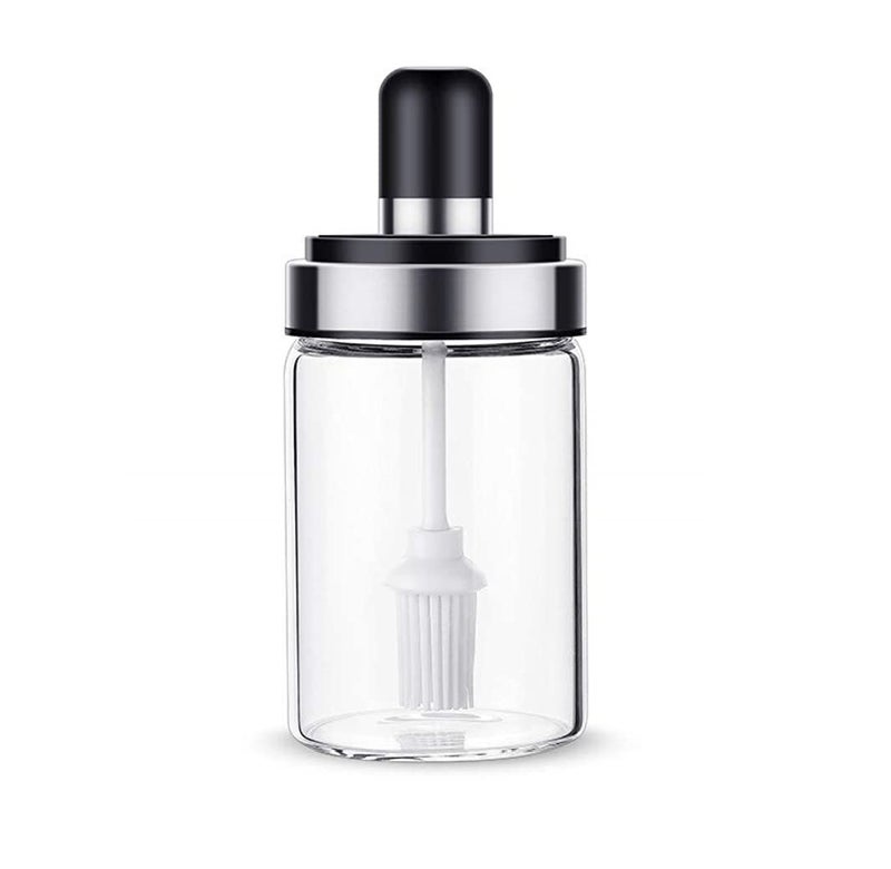 ginoya brothers ginoya brothers Glass Oil Brush Bottle,Olive Oil Vinegar Salad Dressing Dispenser Bottle 250ml, Clear (1) - Image 1