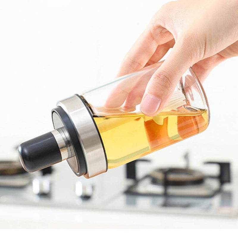 ginoya brothers ginoya brothers Glass Oil Brush Bottle,Olive Oil Vinegar Salad Dressing Dispenser Bottle 250ml, Clear (1) - Image 4