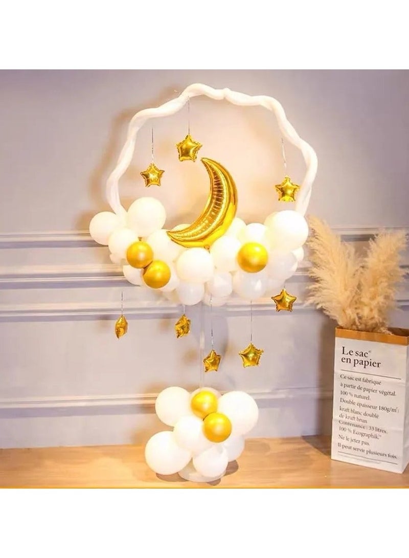 60Pcs Ramadan Mubarak Balloon Kit, White Gold Balloons with Gold Confetti Latex Balloons Moon Star Foil Balloons for Wedding, Birthday Party ，Baby Shower Eid Mubarak Decorations Supplies - Image 3