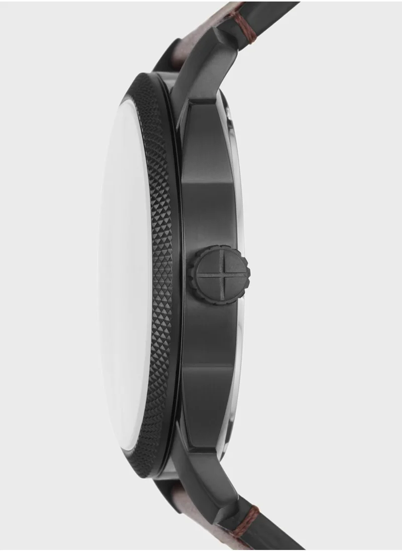 FOSSIL Leather Strap Analog Watch