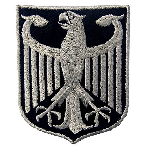 Rocking Planet Germany Coat of Arms German Eagle Shield Metallic Embroidered Iron On Sew On Patch - Image 1