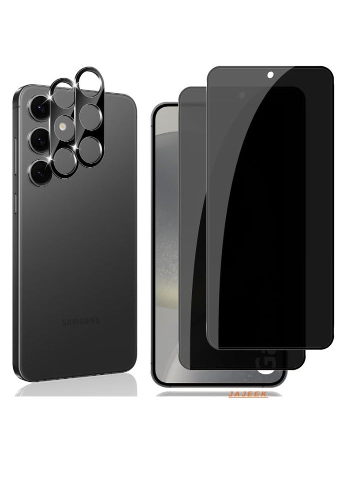 JAJEEK Privacy Screen for Samsung Galaxy S24 5G – Tempered Glass, Pack of 2 Privacy Screen Protectors & 2 Camera Protection Pieces, 9H Hardness Anti-Spy, Anti-Scratch Tempered Glass Protection - Image 1