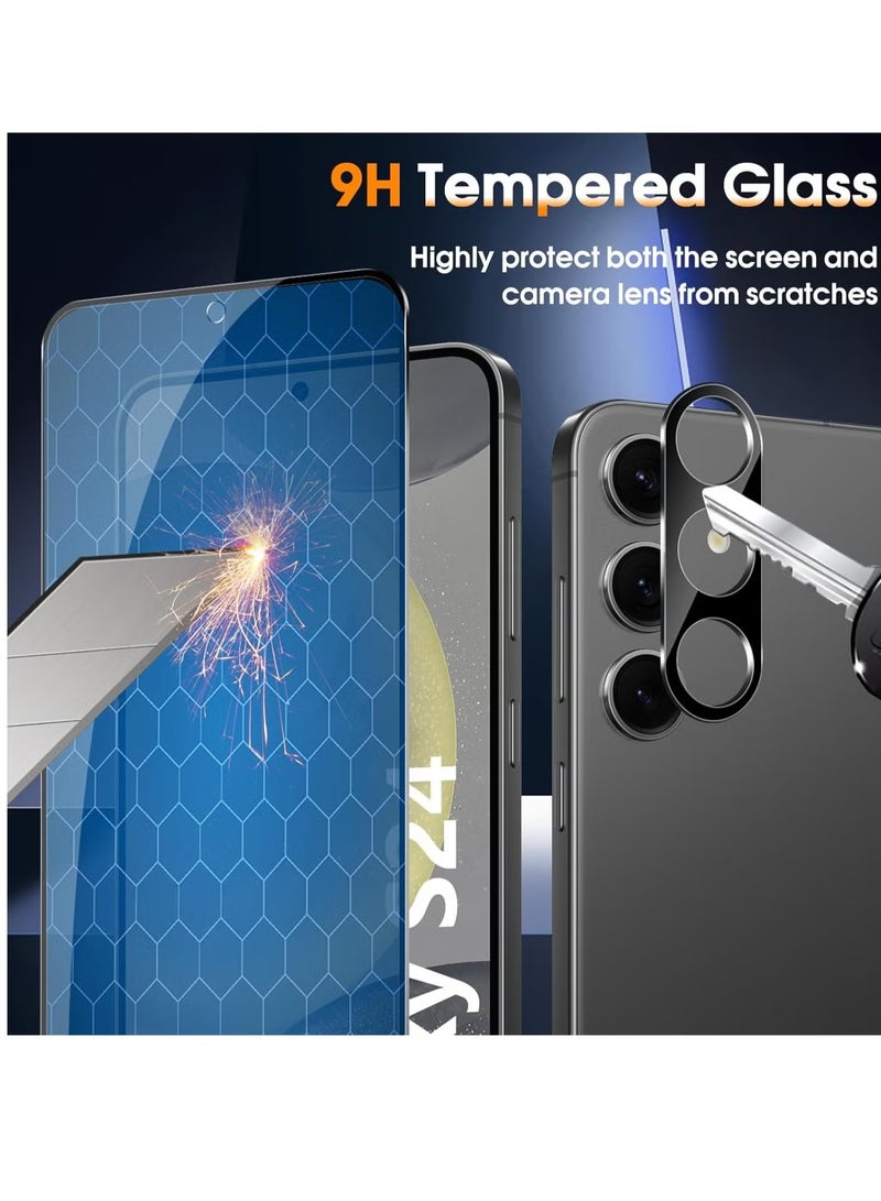 JAJEEK Privacy Screen for Samsung Galaxy S24 5G – Tempered Glass, Pack of 2 Privacy Screen Protectors & 2 Camera Protection Pieces, 9H Hardness Anti-Spy, Anti-Scratch Tempered Glass Protection - Image 2