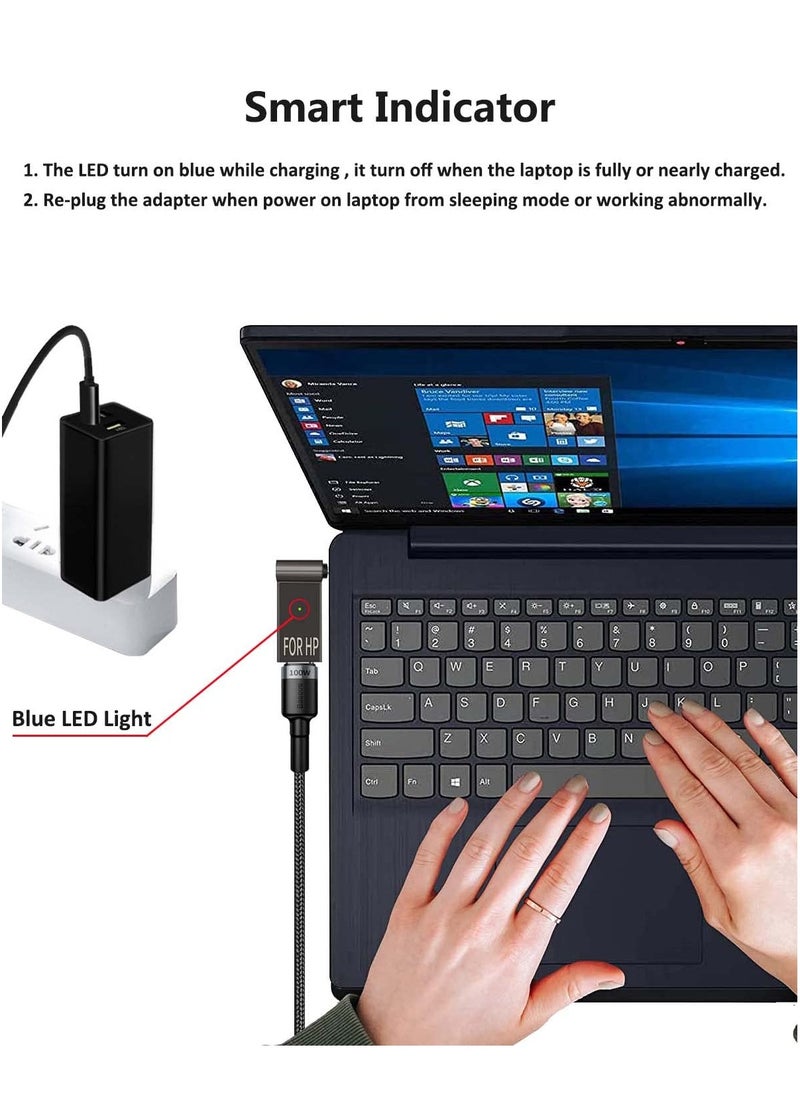 SANMUGEED - USB C to 4.5mm Laptop Charging Adapter Female Type C to Male DC 4.5 x 3.0mm Barrel Jack Plug Converter 100W PD Power Charger Connector Tip for Probook Notebook Elitebook f211wm f233wm ENVY 17 13 15 HP - Image 1