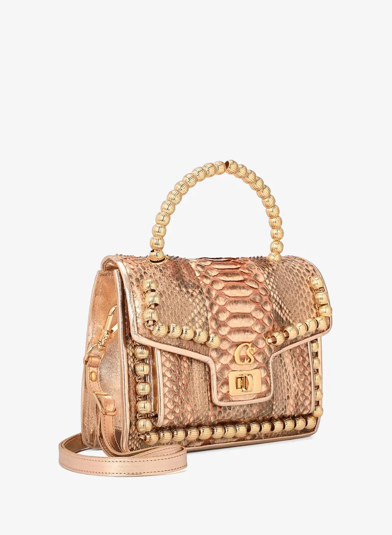 Crossbody Handbag Golden Glacé Python