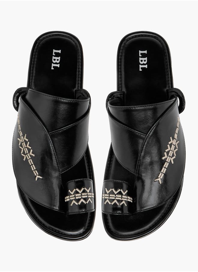 LBL by Shoexpress Men's Embroidered Slip-On Arabic Sandals with Toe Loop  - Image 1