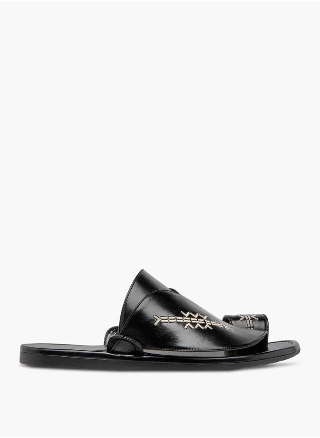 LBL by Shoexpress Men's Embroidered Slip-On Arabic Sandals with Toe Loop  - Image 2