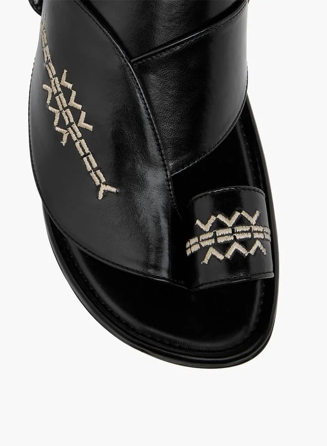 LBL by Shoexpress Men's Embroidered Slip-On Arabic Sandals with Toe Loop