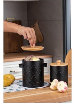 Y&D Mesh Kitchen Bamboo Lid Food Preservation Storage Metal Storage Cans  - Image 3