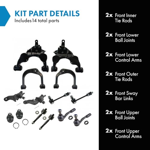TRQ Front Steering & Suspension Kit Ball Joint Control Arm Sway Bar Stabilizer Link Tie Rod Compatible with 2000-2002 Toyota Tundra - Image 2