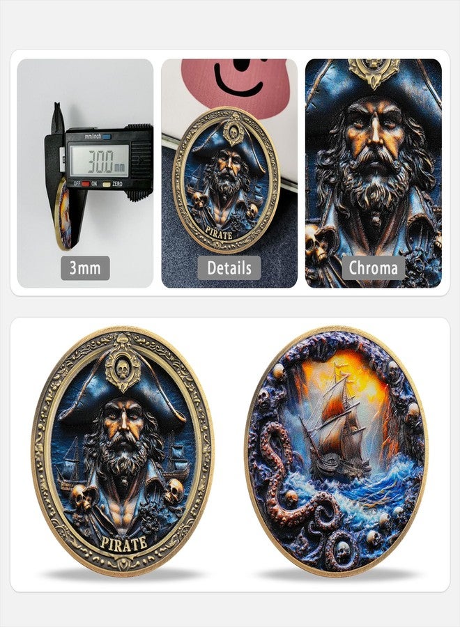 Imasoner Pirate Challenge Coin – Skull Captain Pirate Coin with Kraken Sea Monster and Ship Design – Nautical Adventure Token for Men - Image 3