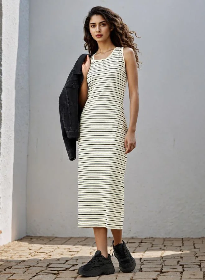 Lee Cooper Lee Cooper Striped Sleeveless A-Line Midi Dress