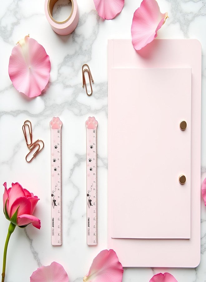 WaigN 2 Pcs Pink Cute Cartoon Cats Claw Ruler Straight Painting Plastic Rulers Portable Scale Measuring Ruler Stationery Office School Supplies Drafting Tools and Drafting Kits - Image 3