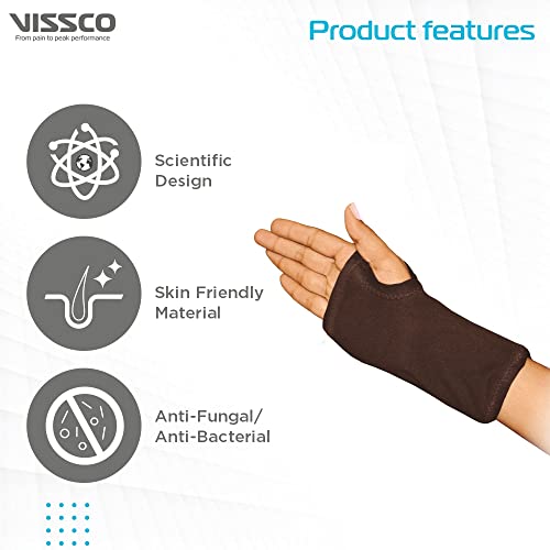 Vissco Carpal Wrist Support (Mild Support), with Splint for Firm Position, Sports Injuries, Pain Reliever Band - Medium (Black) - Image 3