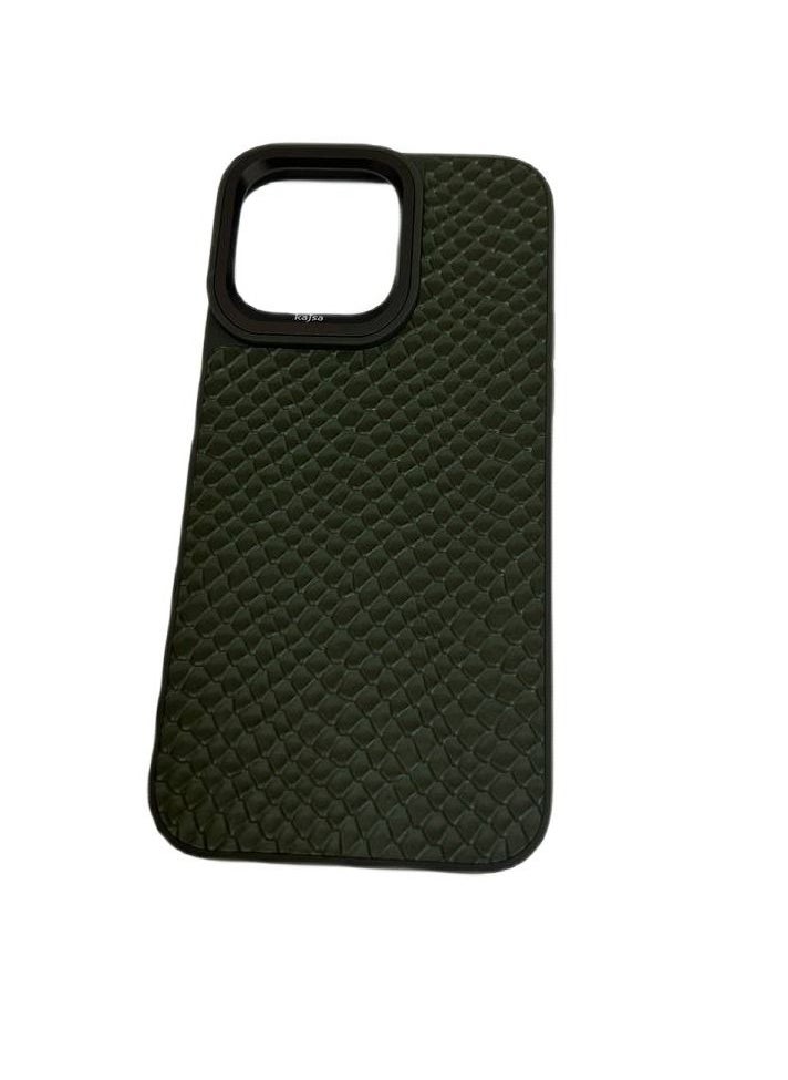 Kajsa - Kajsa Genuine Leather Pearl Pattern Back Phone Case for iPhone 14 Pro Max Green - Image 1
