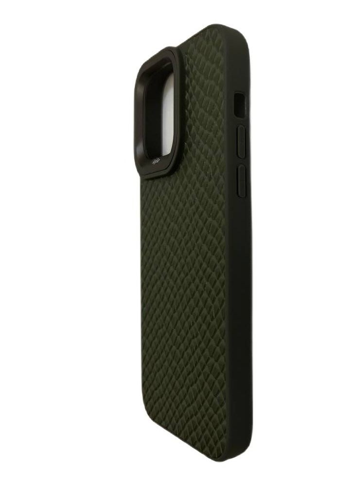 Kajsa - Kajsa Genuine Leather Pearl Pattern Back Phone Case for iPhone 14 Pro Max Green - Image 1