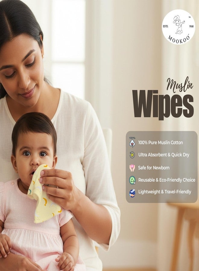 Mookoo Muslin Wipes for Baby | Baby Face Towels Newborn Soft | Baby Hanky Soft for New Born | Muslin Handkerchief|PO6(Airplane,Banana,snail) - Image 5