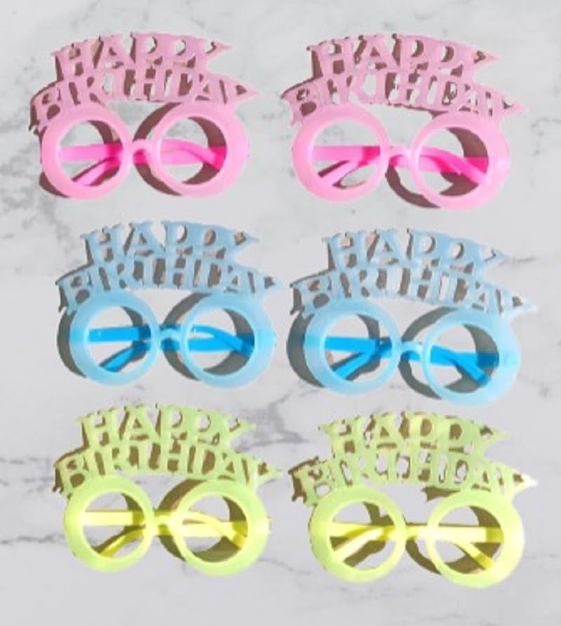 FAVELA Neon Happy Birthday Goggles Props Specs Funny Glasses for Return Gifts, Nightclub Fun, Fluorescent Glasses, Party Favours, Wedding Favours for Kids, Adults (Pack of 6) - Image 3