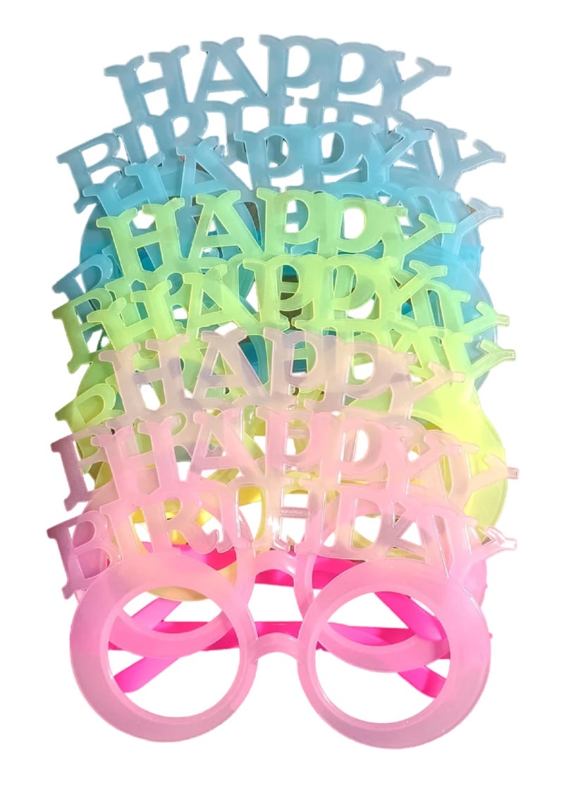 FAVELA Neon Happy Birthday Goggles Props Specs Funny Glasses for Return Gifts, Nightclub Fun, Fluorescent Glasses, Party Favours, Wedding Favours for Kids, Adults (Pack of 6) - Image 2